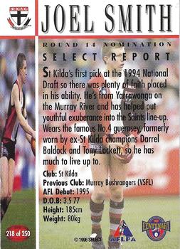 1996 Select AFL #218 Joel Smith Back